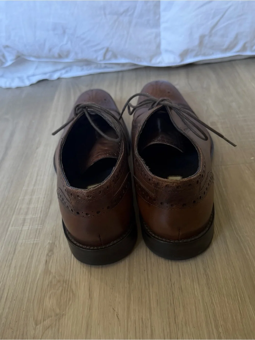 Joseph Abboud Brown Leather Cap-Toe Oxford Dress Shoes